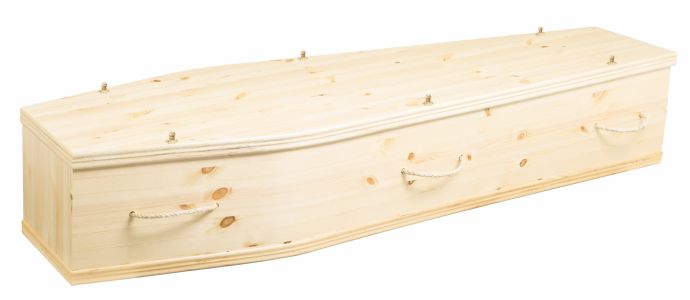 Pine Coffin with Rope Handles